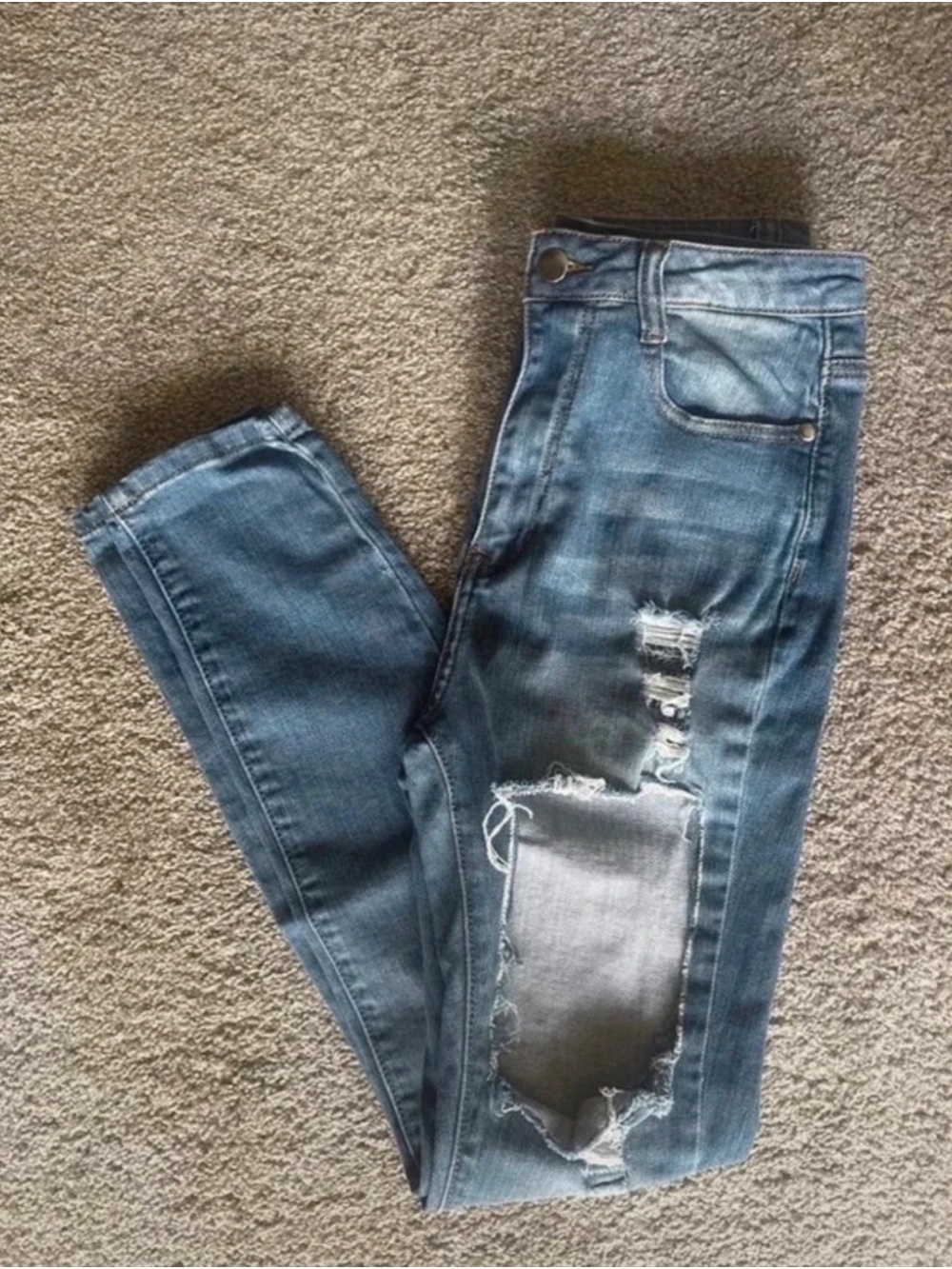 Fashion Nova Distressed Blue Skinny Jeans